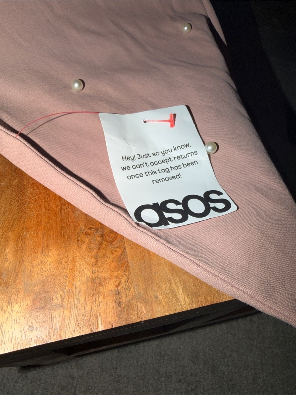 Sold out ASOS Women’s Pink Pearl-Embellished Wide-Leg Pants - Picture 3 of 3